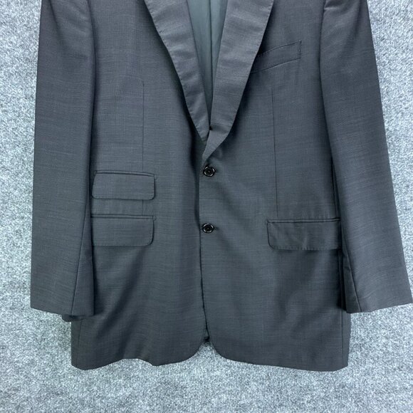 Hickey Freeman Suit Jacket Mens 42R Black Worsted Wool‎ 130s Silk Loro Piana USA - Picture 2 of 16